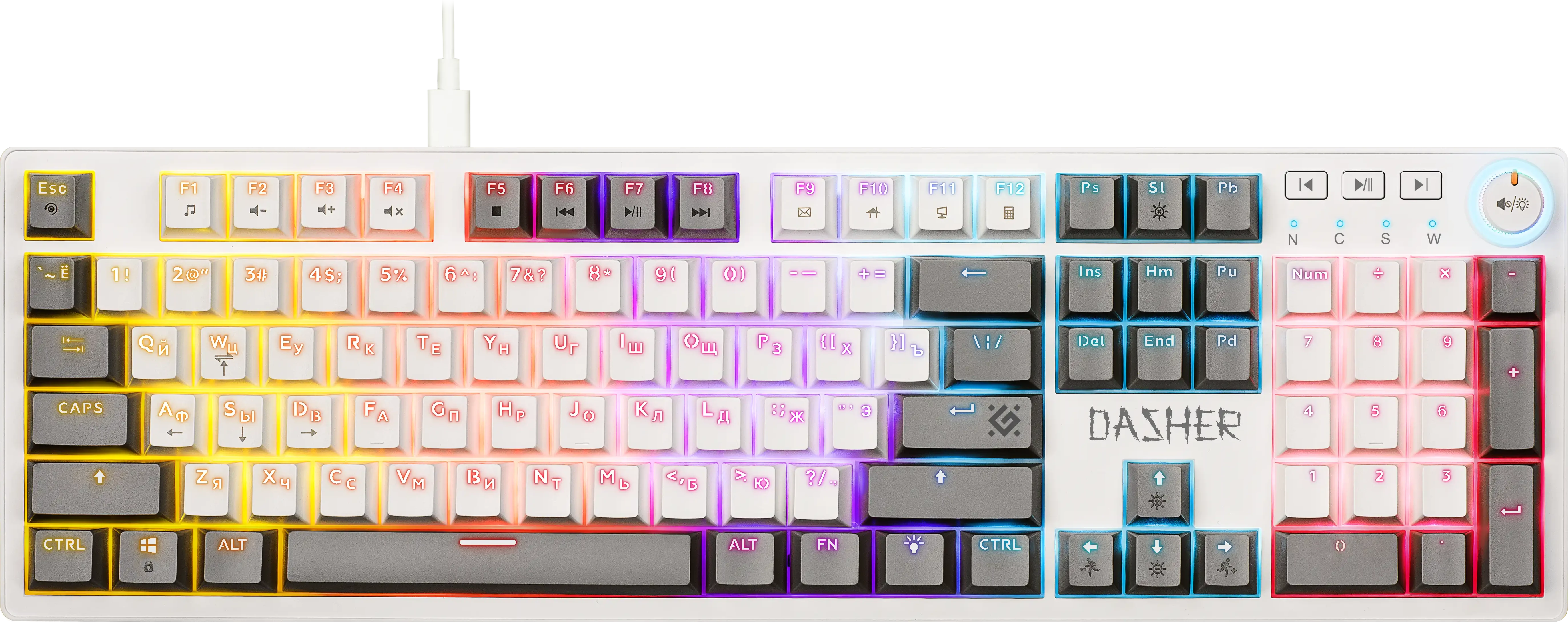 Клавиатура Defender Dasher GK-472, YH red, Grey-White, USB