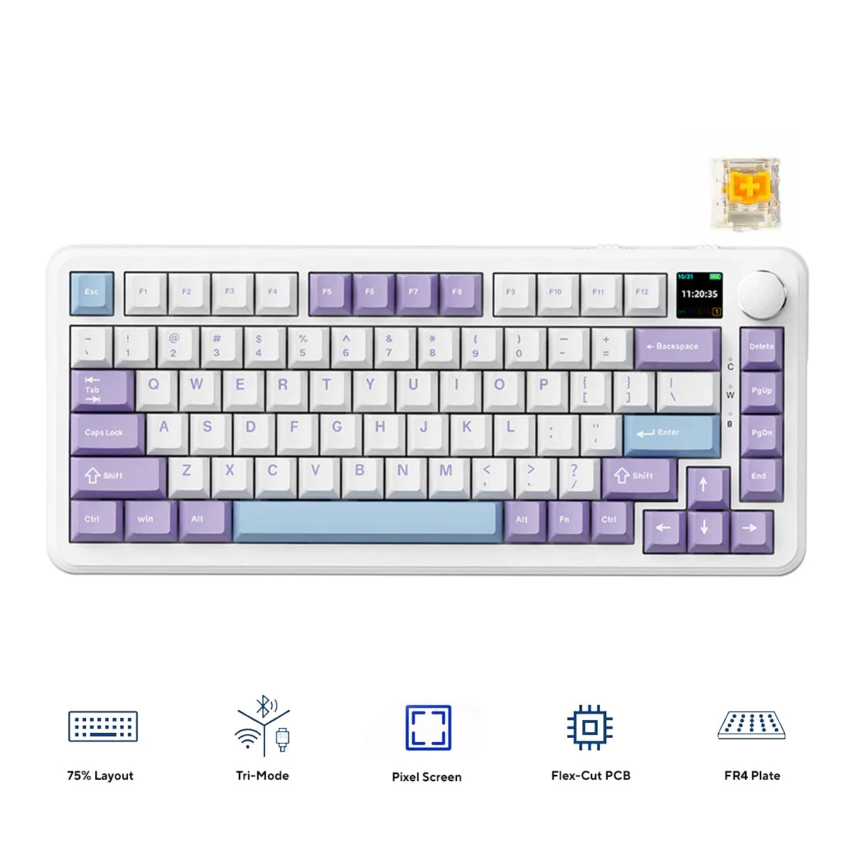 Клавиатура Ajazz AK820 Max, Magnetic Switch, Purple-White, USB