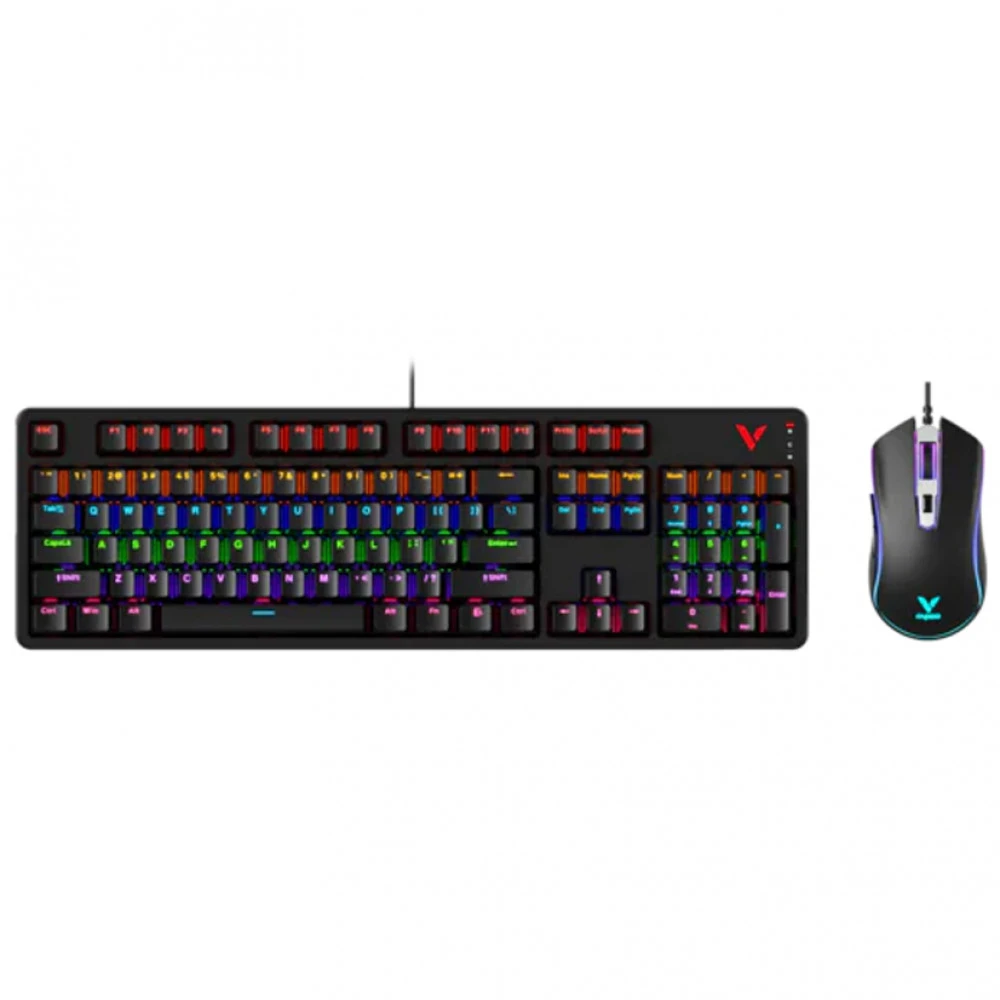 Набор Rapoo V150S, игровой, мышь 6200DPI, RGB, чёрный
