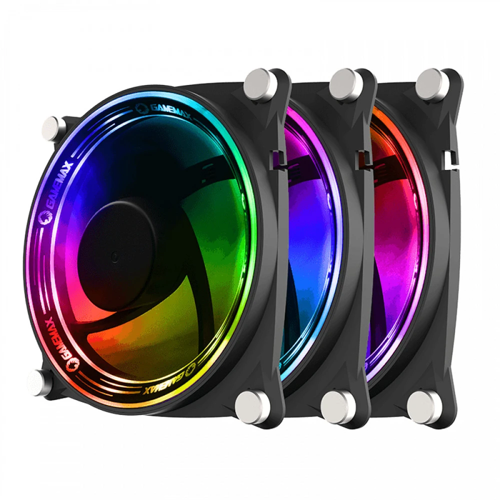 Комплект вентиляторов для корпуса GameMax RB300 Vortex RGB, 12cm, Black — 4