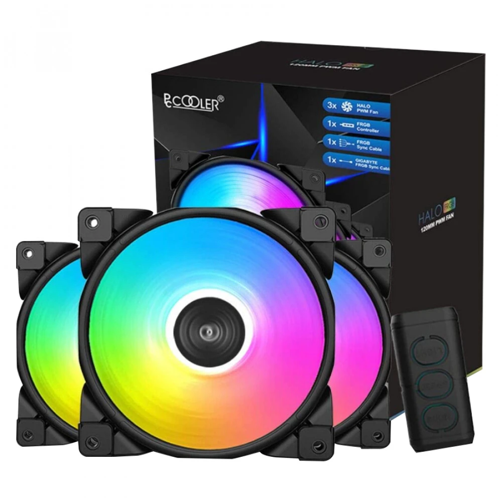 Комплект вентиляторов для корпуса PCCooler Halo ARGB 3-in-1 Kit, Black — 4