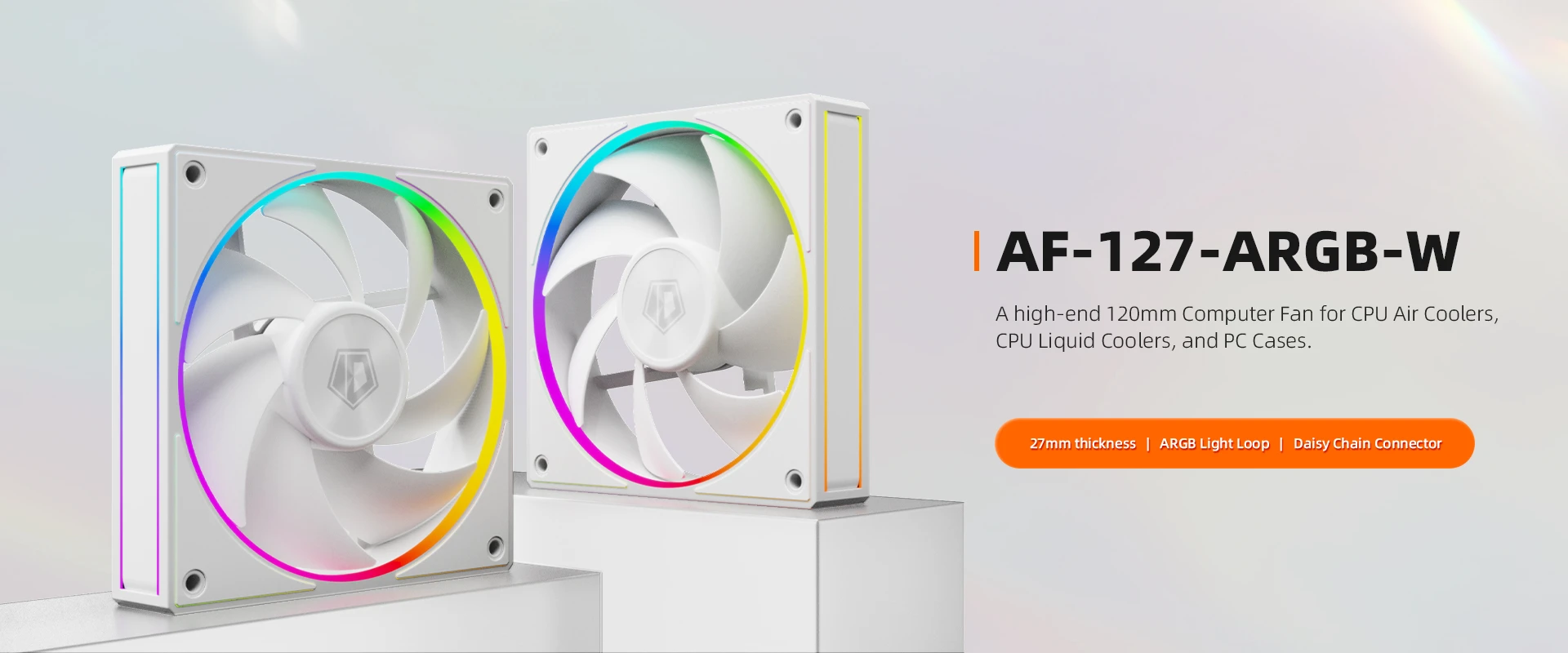 Вентилятор для корпуса ID-Cooling AF-127-ARGB-W, 12cm, White