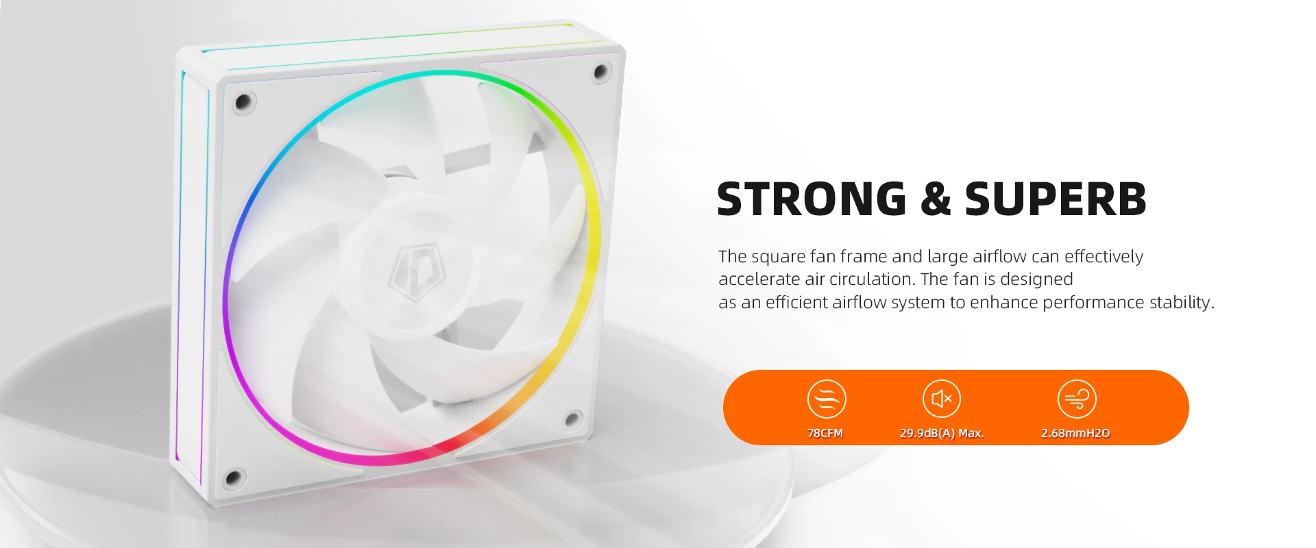 Вентилятор для корпуса ID-Cooling AF-127-ARGB-W, 12cm, White — 2