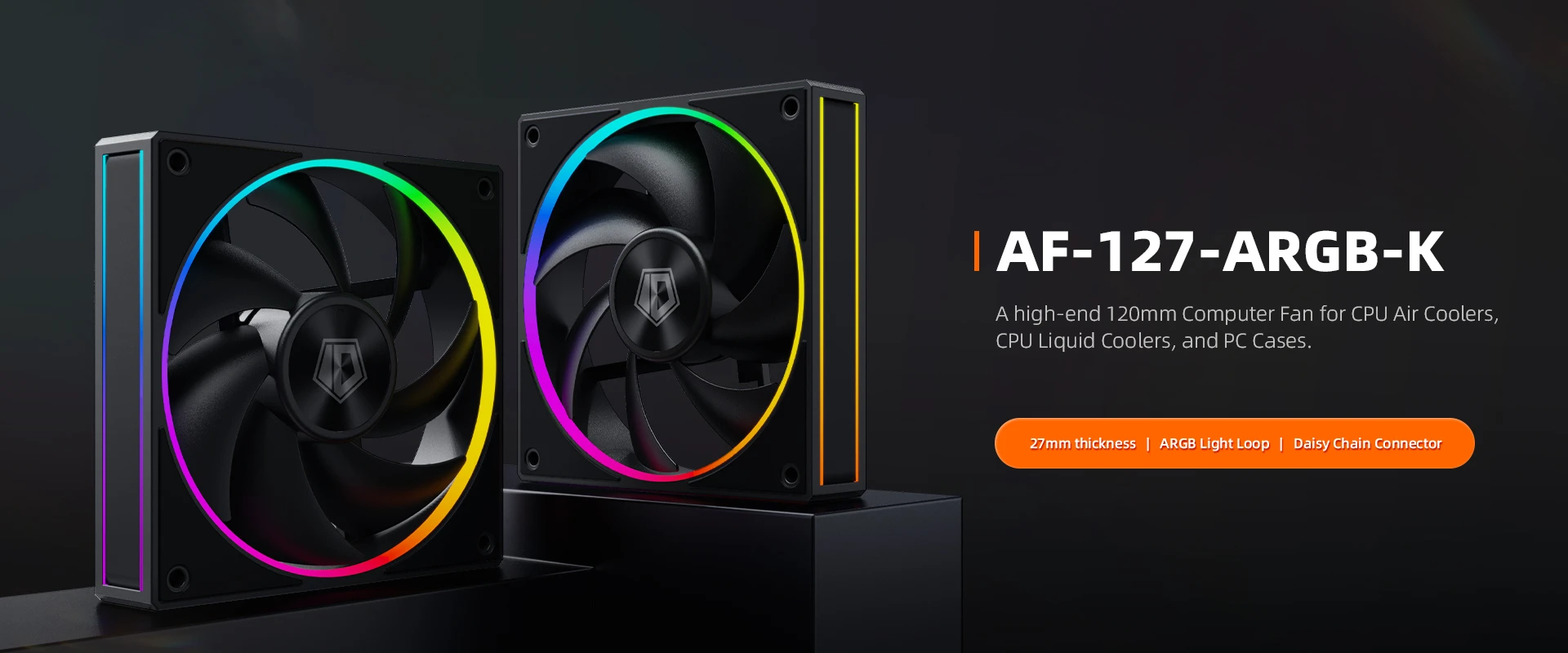 Вентилятор для корпуса ID-Cooling AF-127-ARGB-K, 12cm, Black