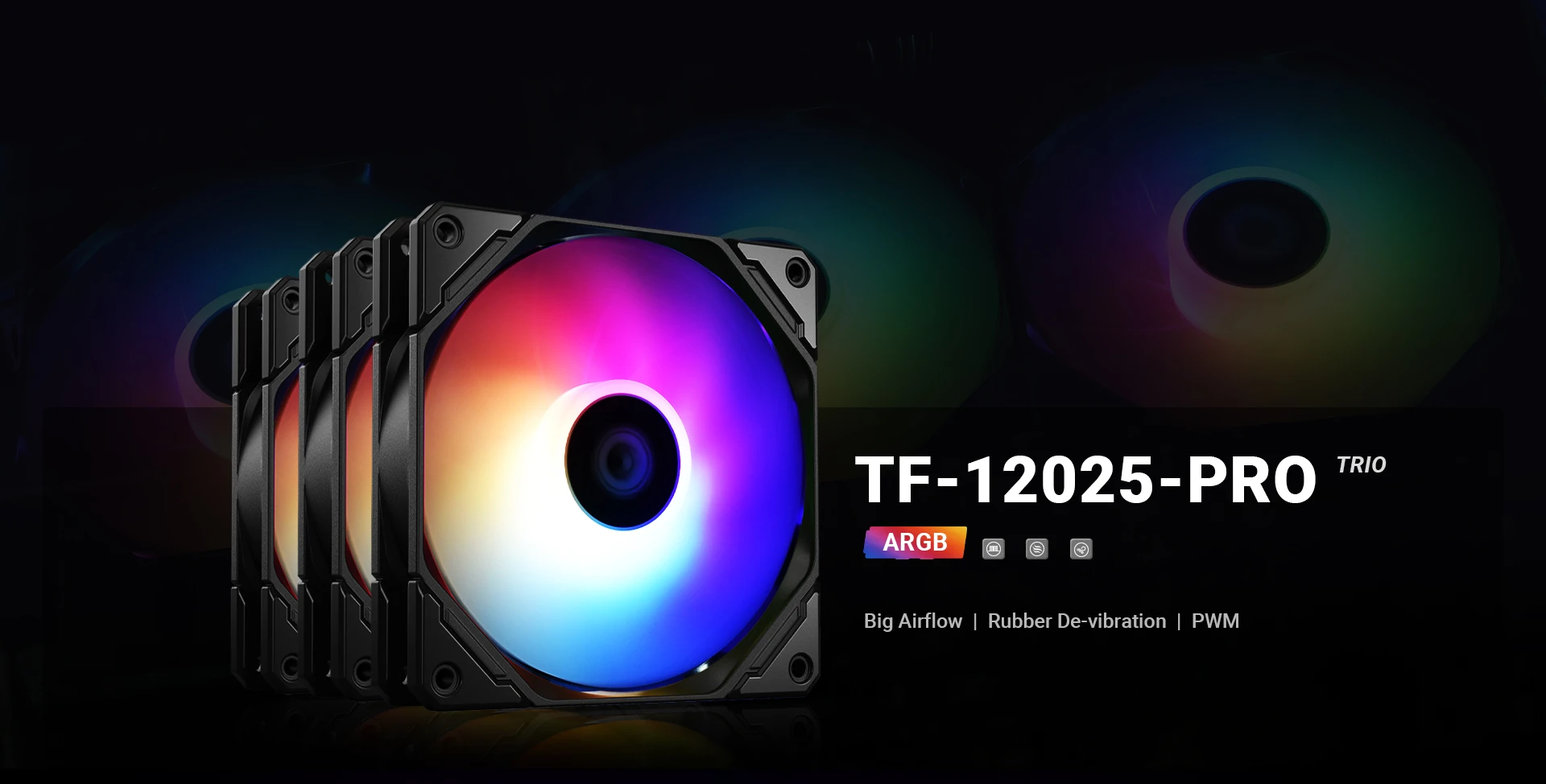 Комплект вентиляторов для корпуса ID-Cooling TF-12025-Pro ARGB Trio, 12cm, Black