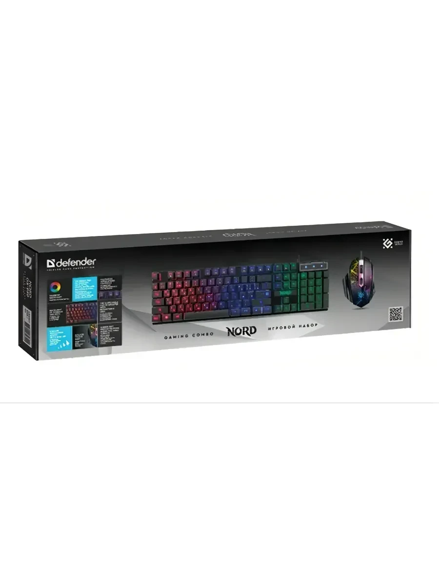 Клавиатура Defender Nord GS-959, Black, USB + мышь, Wired, Gaming, Multimedia, Optical, 2400dpi, USB — 3
