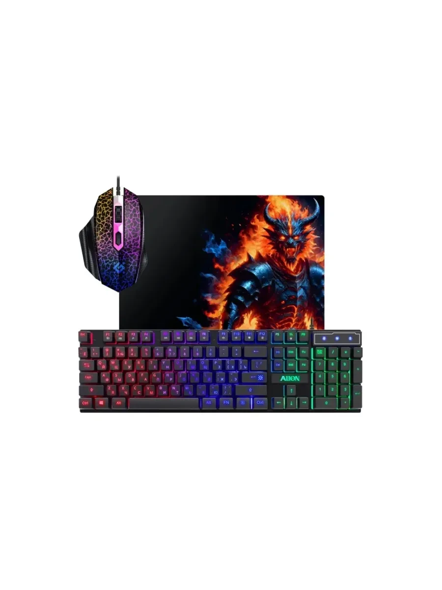 Игровой набор Defender Alion GS-987 (клавиатура+мышь+коврик), Wired, Gaming, Optical, 2400dpi, USB — 2