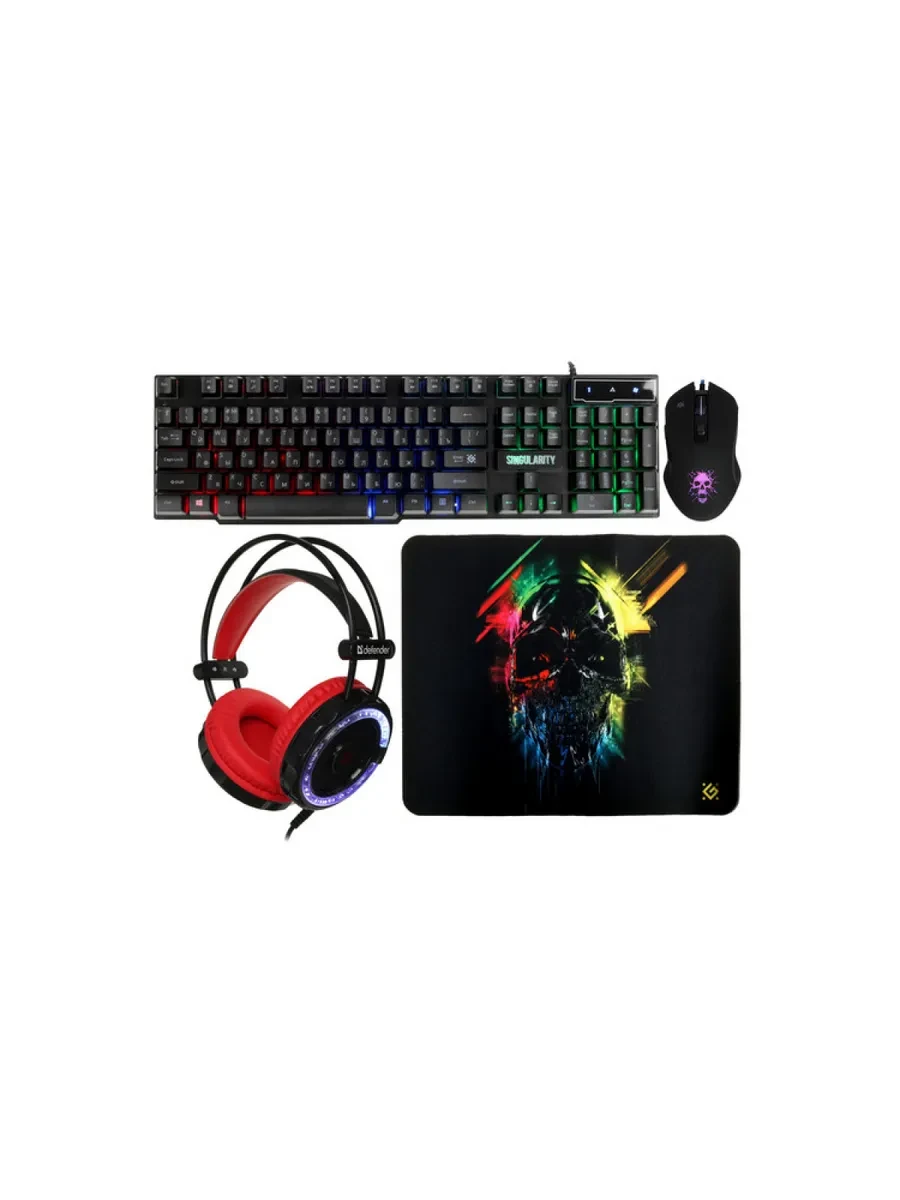 Игровой набор Defender Singularity MKP-118 (клавиатура+наушники+мышь+коврик) — 2