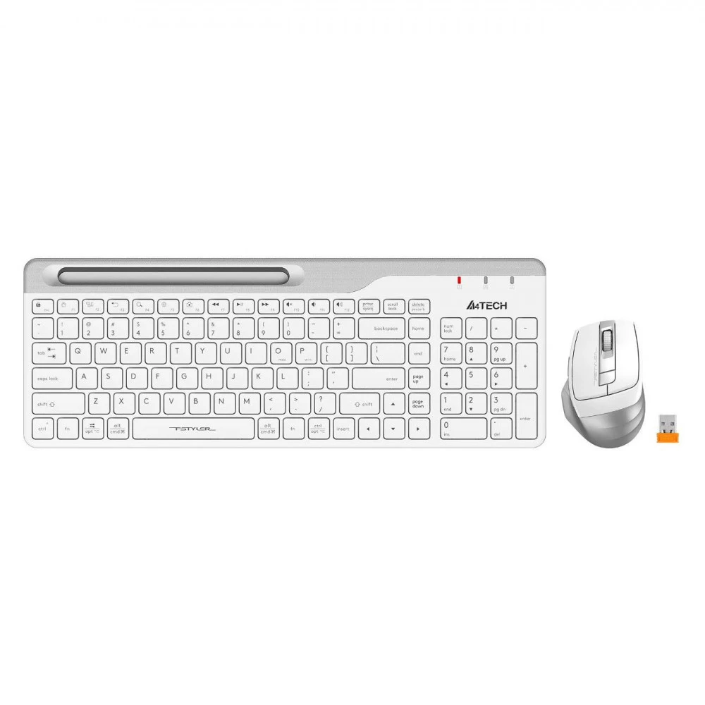 Клавиатура A4Tech Fstyler FB2535C, Icy White + мышь, Wireless, Multimedia, 1xAA, BT, USB — 5