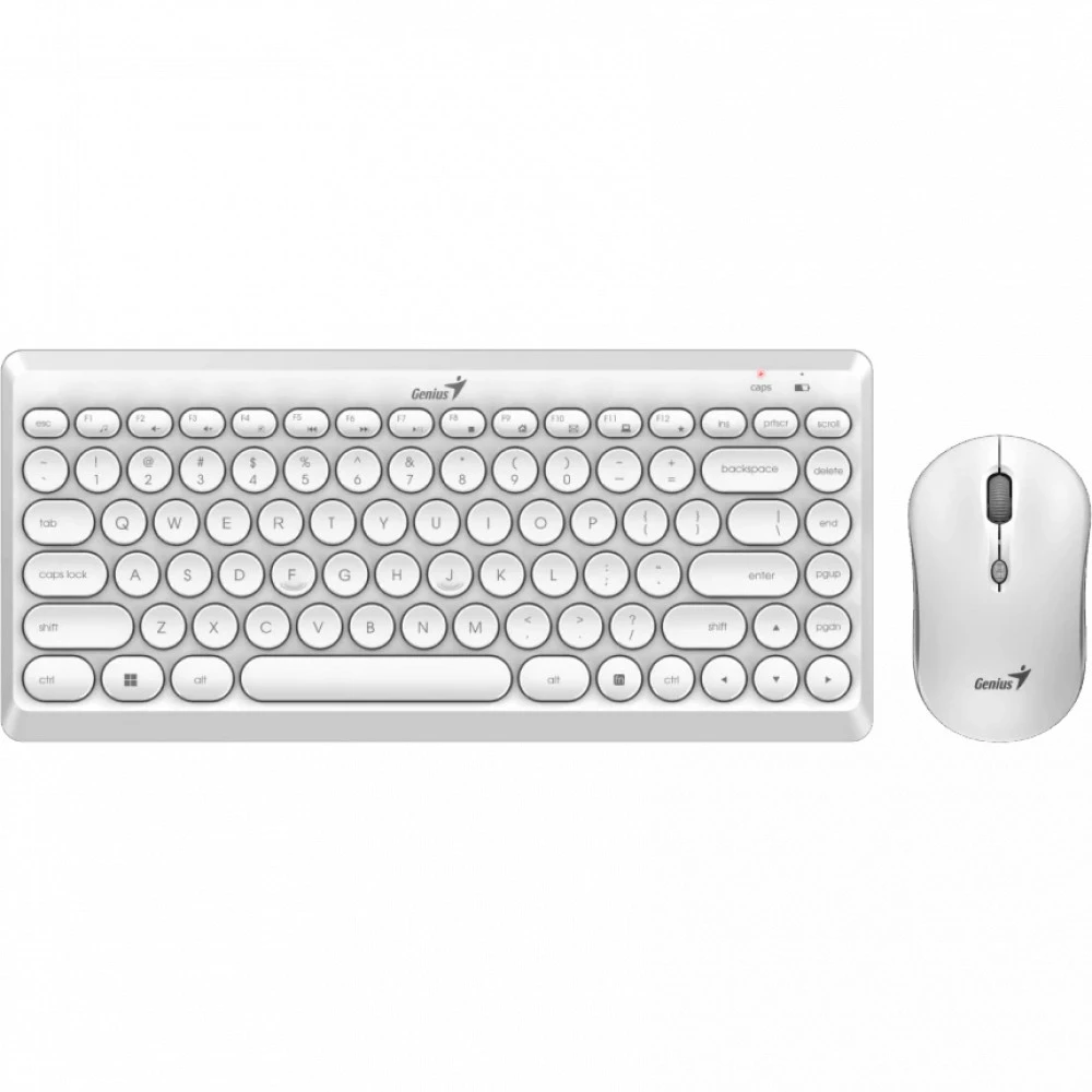 Клавиатура Genius LuxeMate Q8000, + Мышь, White, Wireless, Multimedia, USB