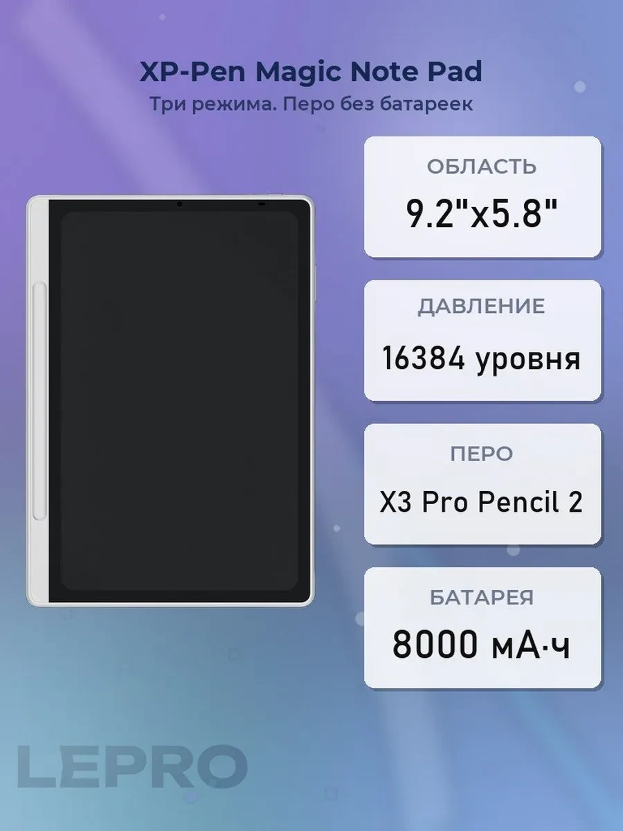 Графический планшет XP-Pen Magic Note Pad, 9.2"x5.8", беспроводное перо