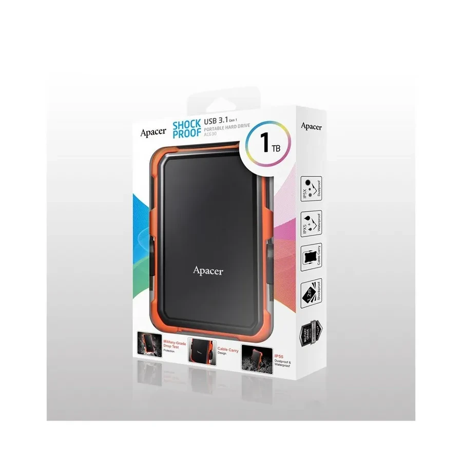 Внешний HDD Apacer AC630 1TB, 2.5", USB 3.1, оранжевый — 2
