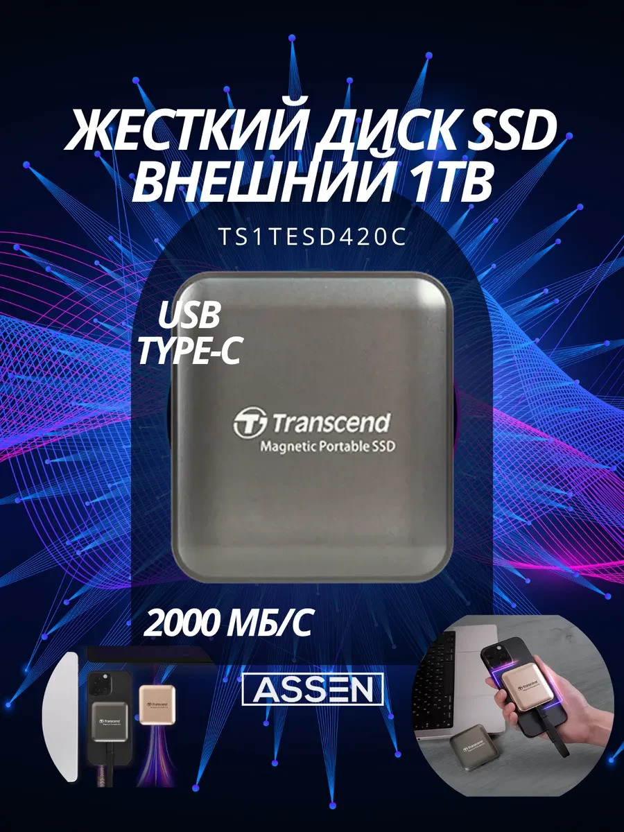 SSD внешний Transcend TS1TESD420C, 1TB, серый