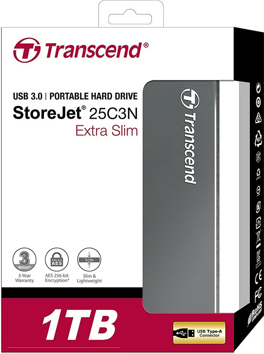 Внешний жесткий диск 2,5 1TB Transcend TS1TSJ25C3N — 2
