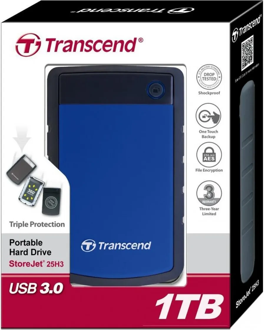 Внешний жесткий диск 2,5 1TB Transcend TS1TSJ25H3B