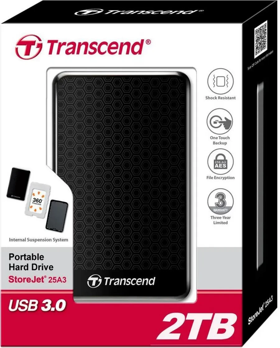 Внешний жесткий диск 2,5 2TB Transcend TS2TSJ25A3K — 2