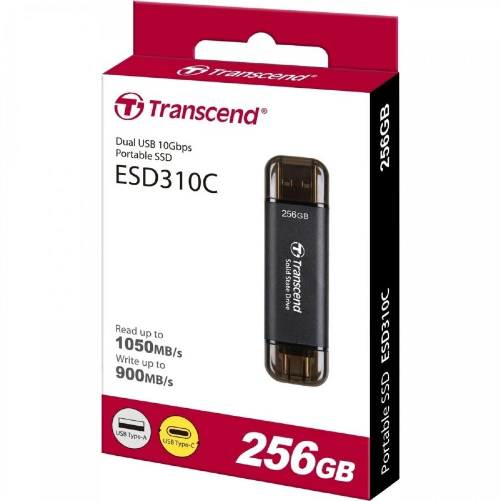 Внешний накопитель USB Type-C SSD External 256GB, Transcend ESD310C, read 1050Mb/s, write 950Mb/s, Black — 4
