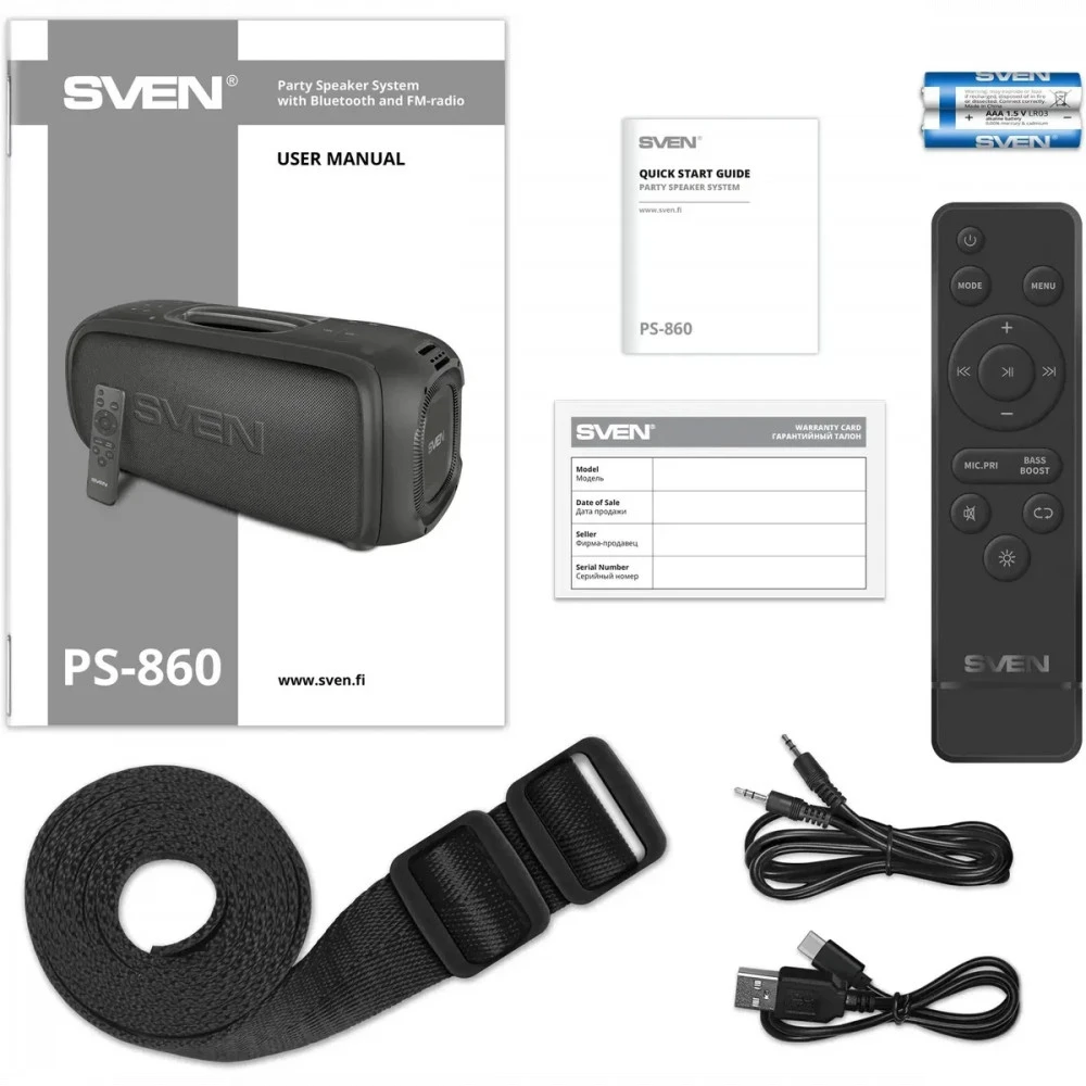 Колонка портативная Sven PS-860 (2.0), Black — 5