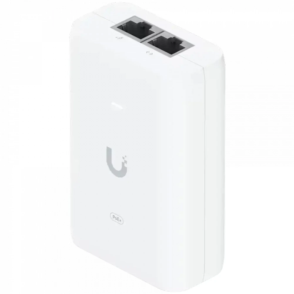 PoE-инжектор Ubiquiti U-POE+ adapter 30W, powers UniFi PoE+ devices, reduce dependency on PoE switch power, Contains RJ45 data input, AC cable with earth ground, and PoE+ output