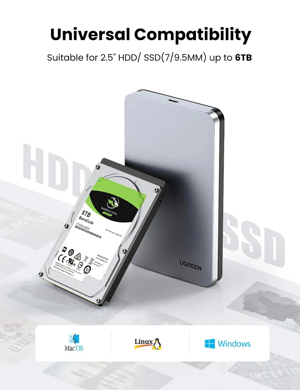 Корпус UGREEN CM300 2.5" SATA для SSD/HDD — 3