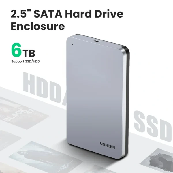 Кейс Ugreen CM300, 2.5" SATA, USB-C — 3