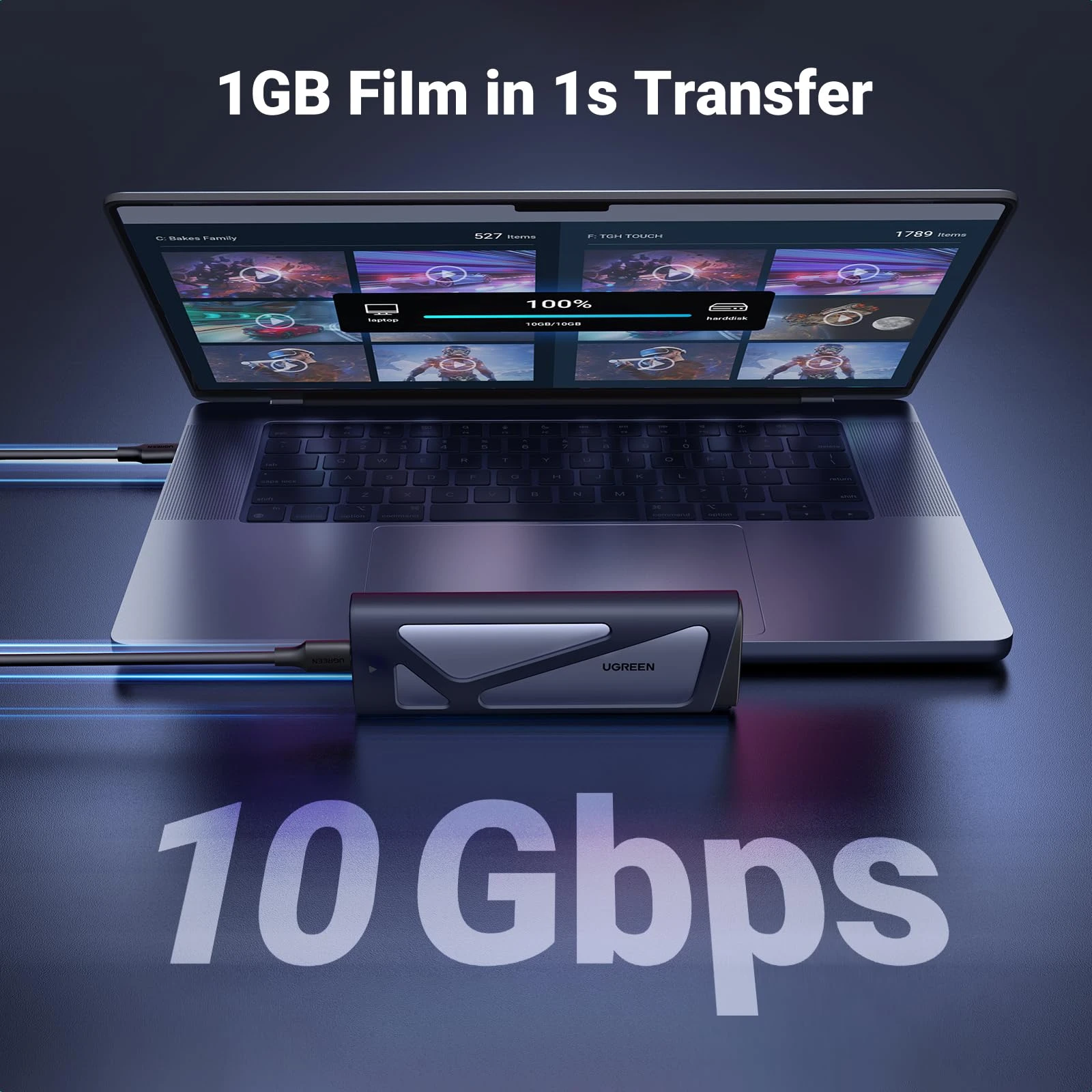 Корпус для Жесткого Диска UGREEN USB-C Female to M.2 M-Key 10G Enclosure C TO C Cable 50cm, 10902 — 4