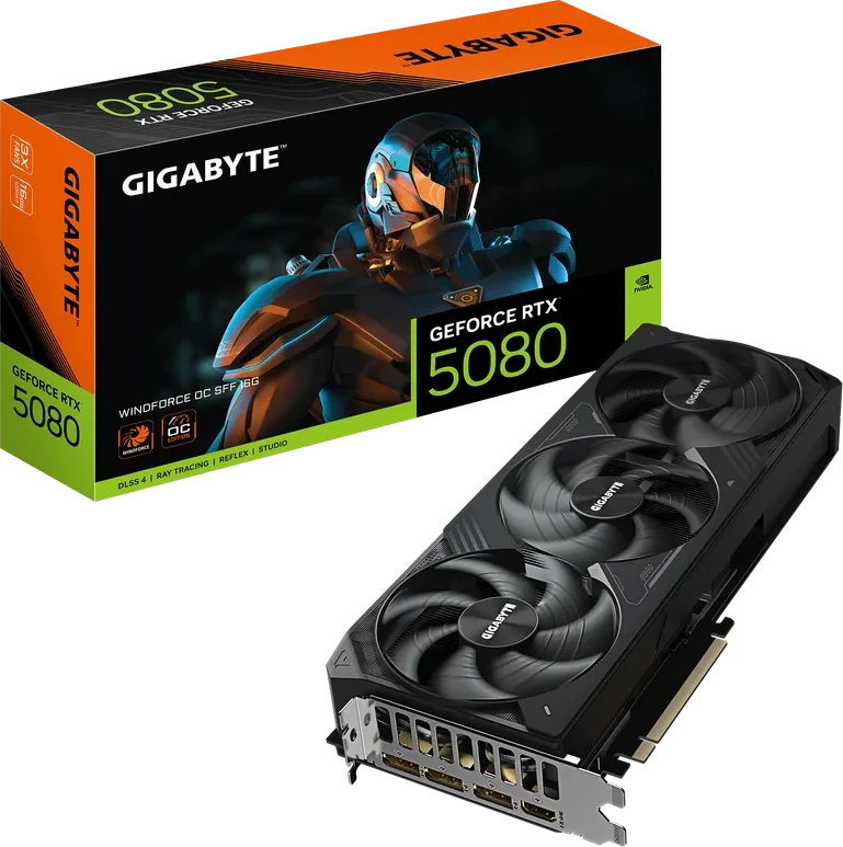 Видеокарта Gigabyte RTX 5080 WINDFORCE OC SFF, 16GB GDDR7 — 5
