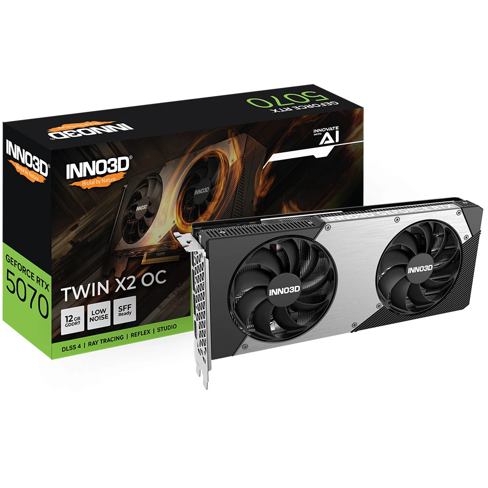 Видеокарта Inno3D GeForce RTX 5070 TWIN X2 OC, 12GB — 2