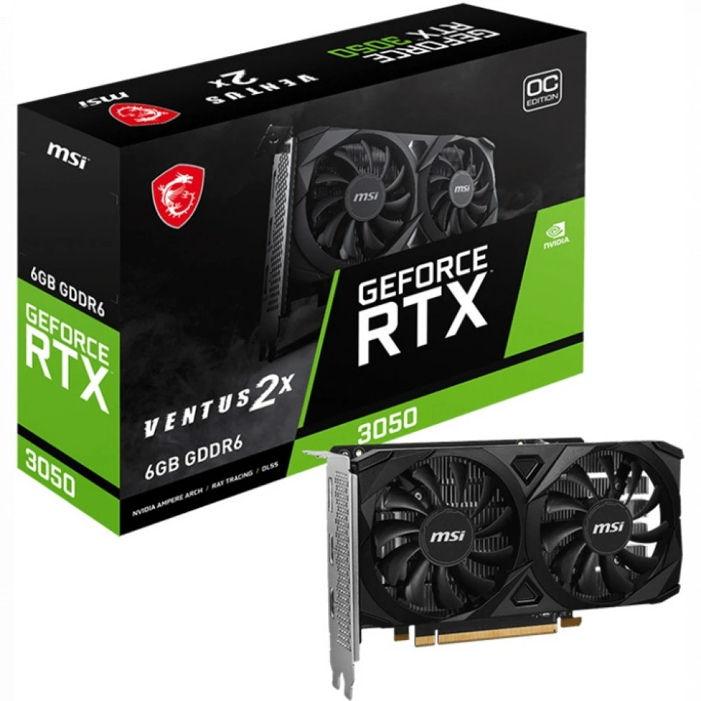 Видеокарта MSI GeForce RTX 3050 VENTUS 2X E OC, 6GB — 2