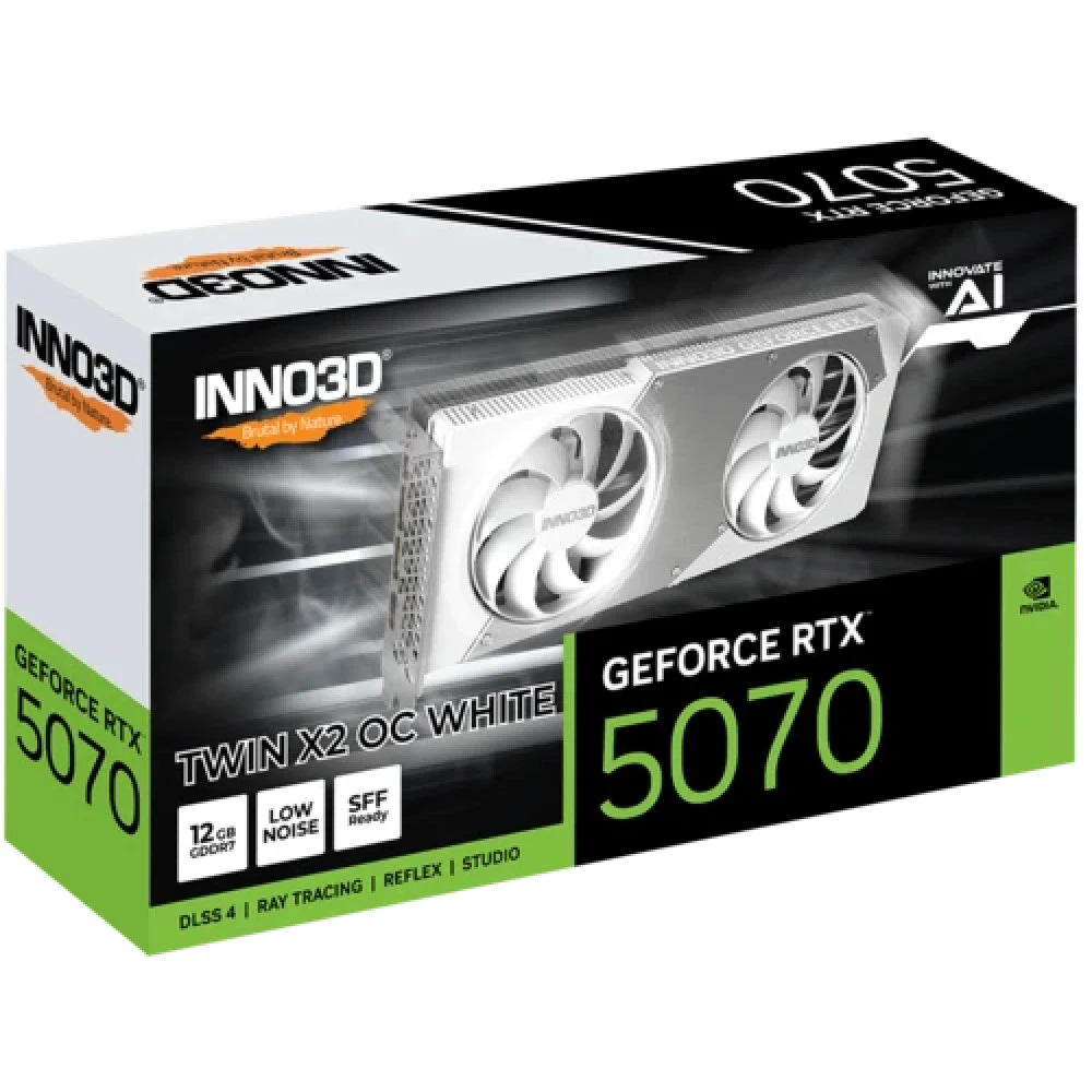 Видеокарта Inno3D GeForce RTX5070 TWIN X2 OC, 12GB GDDR7, White — 2