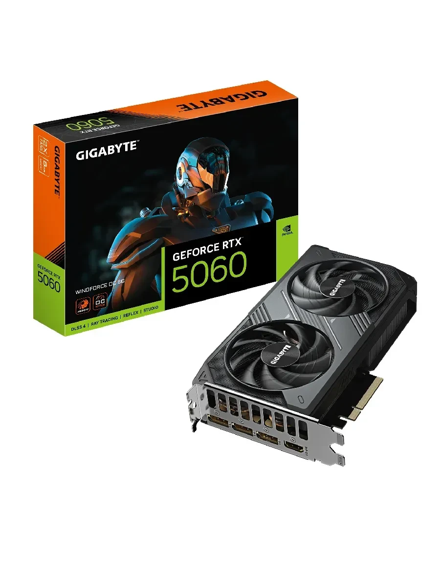 Видеокарта Gigabyte RTX5060 WINDFORCE OC, 8GB GDDR7 — 5