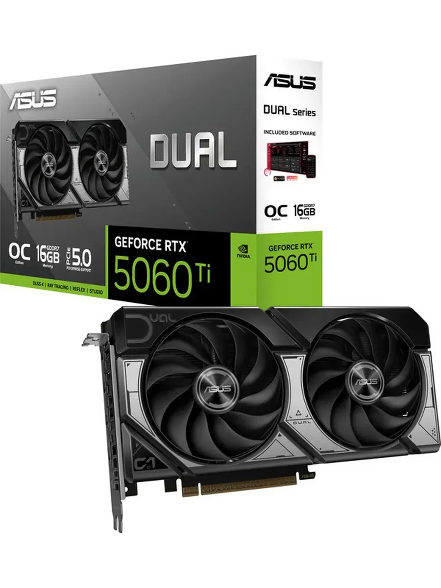 Видеокарта ASUS GeForce DUAL-RTX5060TI-O16G, 16GB GDDR7 — 2