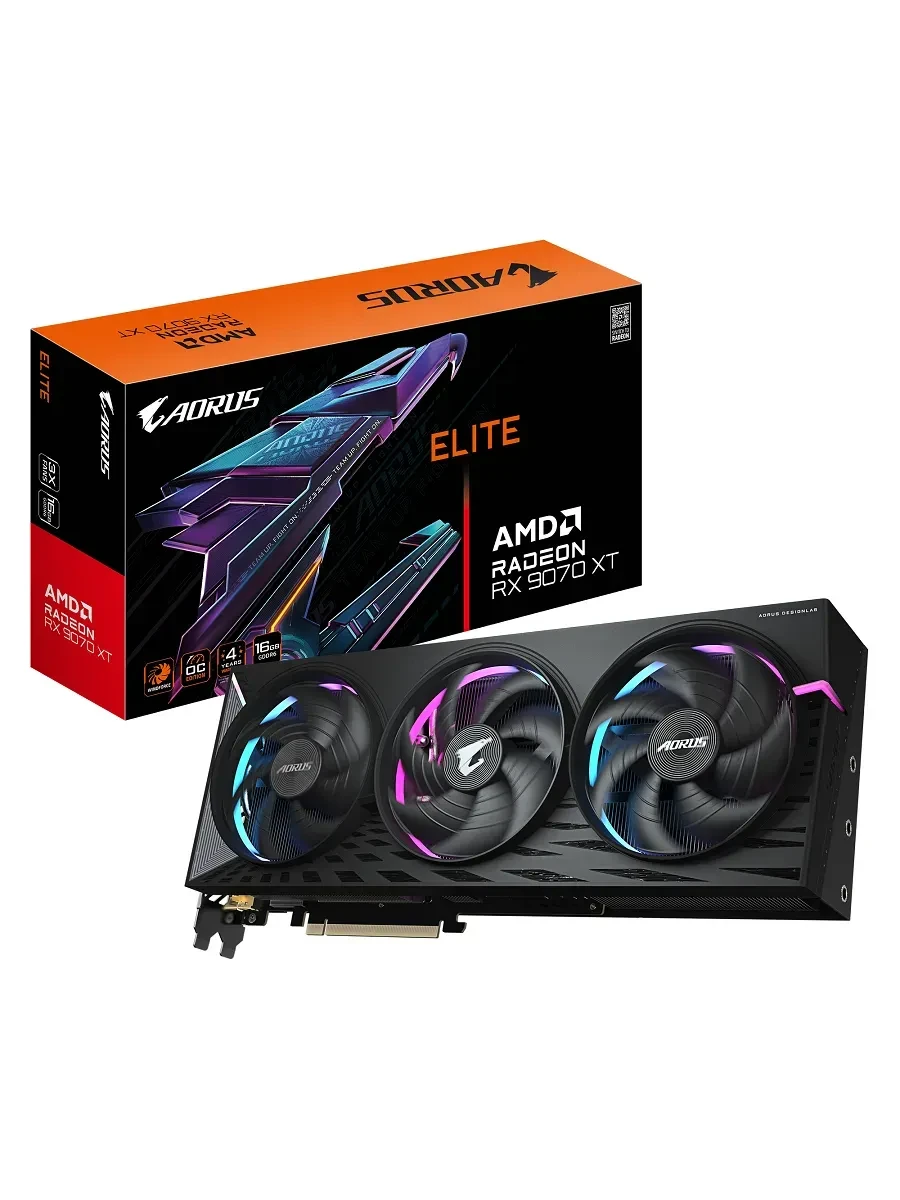 Видеокарта Gigabyte RX 9070 XT AORUS ELITE, 16GB