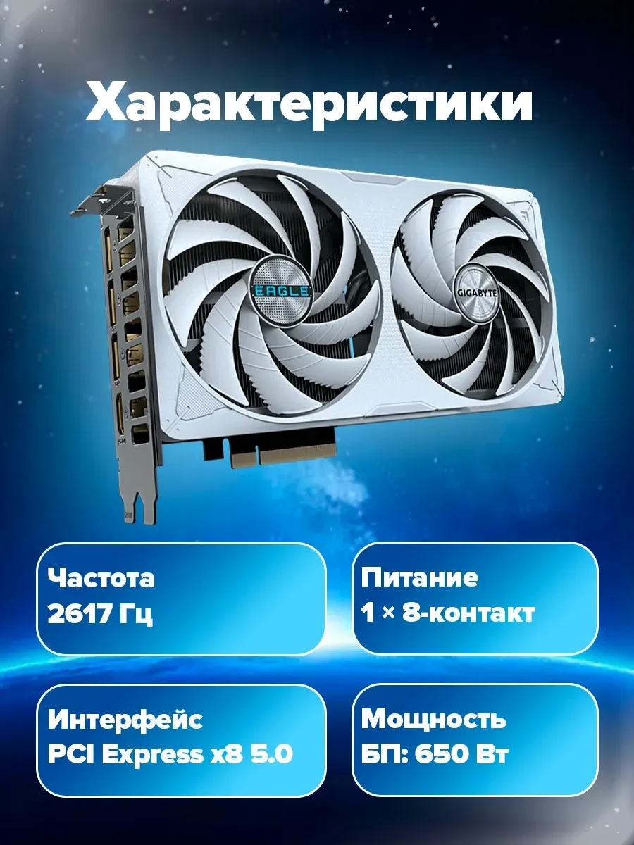 Видеокарта Gigabyte GeForce RTX 5060 Ti EAGLE OC ICE, 8GB GDDR7 — 5