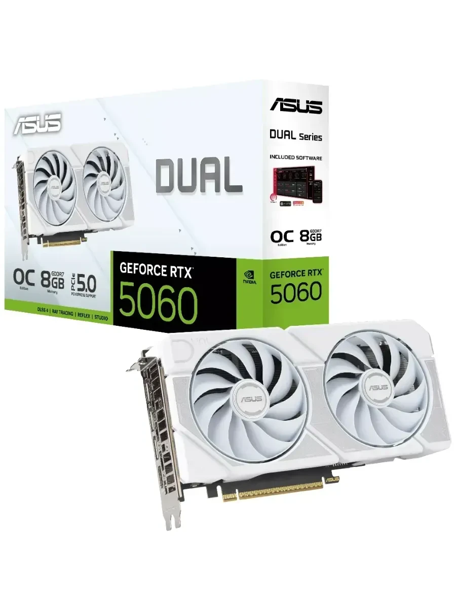 Видеокарта ASUS DUAL RTX5060 White OC, 8GB GDDR7