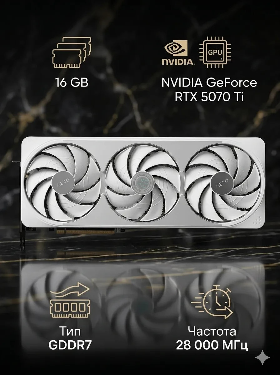 Видеокарта Gigabyte RTX 5070 Ti AERO OC, 16GB GDDR7
