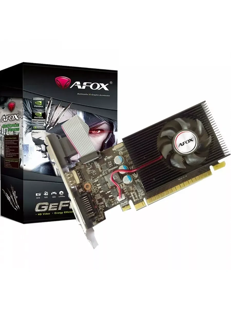 Видеокарта GPU NVIDIA, 1 GB, Afox GT 220 [AF220-1024D3L2], DVI/HDMI/VGA, DDR3/128bit, +LP