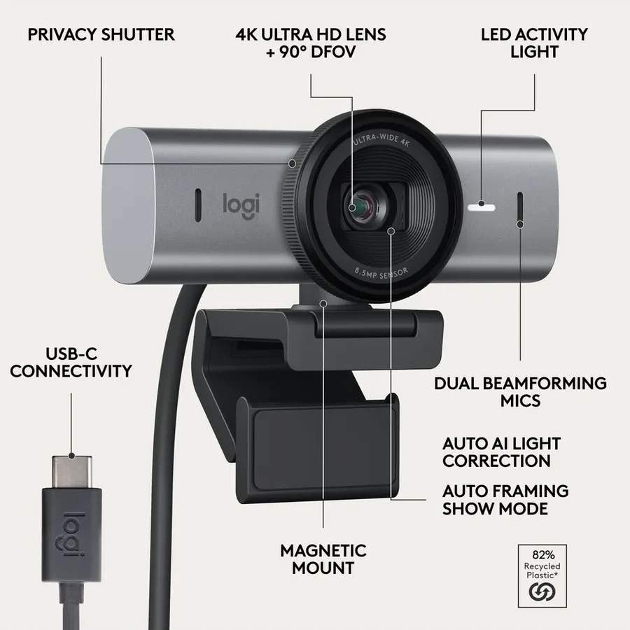LOGITECH WEBCAM-MX Brio 705 for Business-GRAPHITE-USB-EMEA28-935 — 2