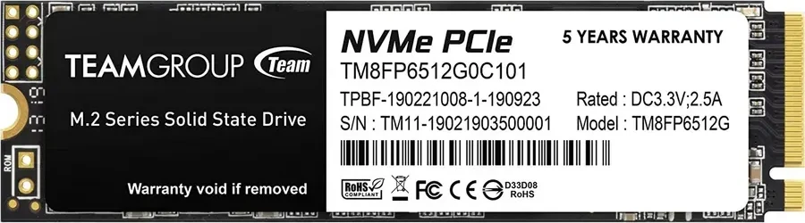 SSD накопитель SSD TeamGroup MP33 512GB, M.2 NVMe PCIe Gen3