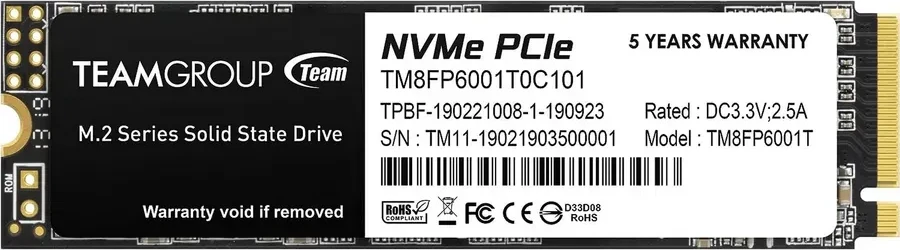 SSD накопитель SSD TeamGroup MP33 1000GB, M.2 NVMe PCIe Gen3