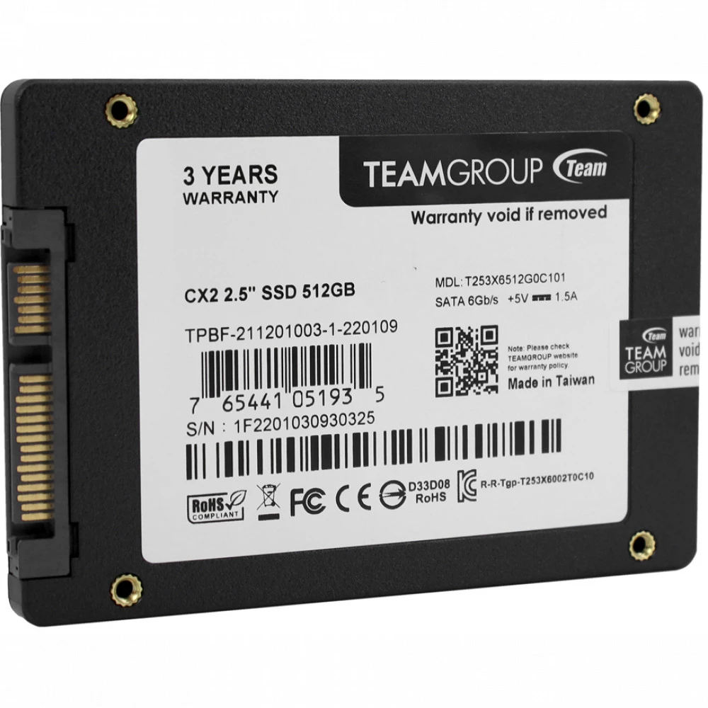 SSD накопитель SSD TeamGroup CX2, 512GB, 2.5", SATA III — 5