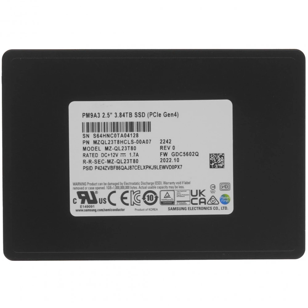 SSD накопитель Samsung PM9A3 3.84TB PCIe Gen4 Data Center SSD — 2