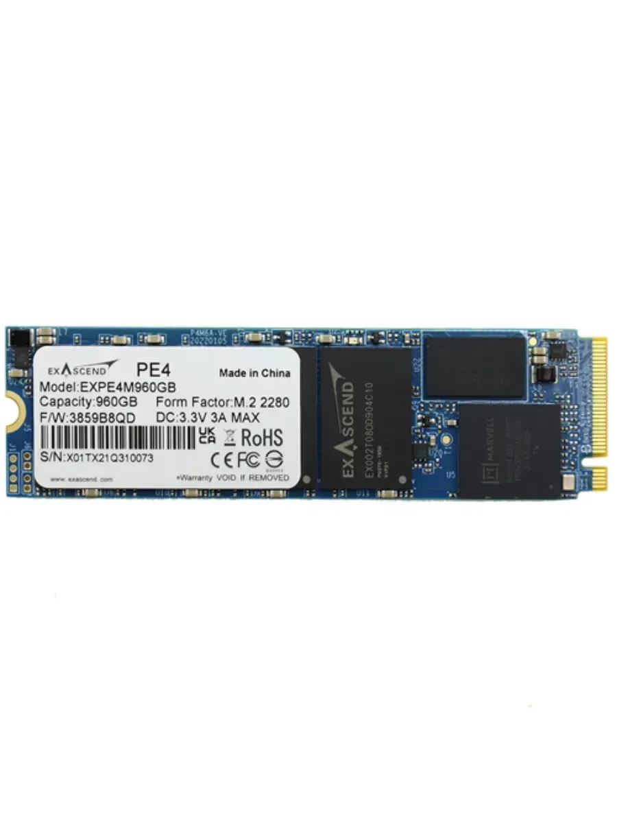 SSD накопитель SSD Exascend PE4, 960GB, M.2, NVMe PCIe 4.0, 3D TLC