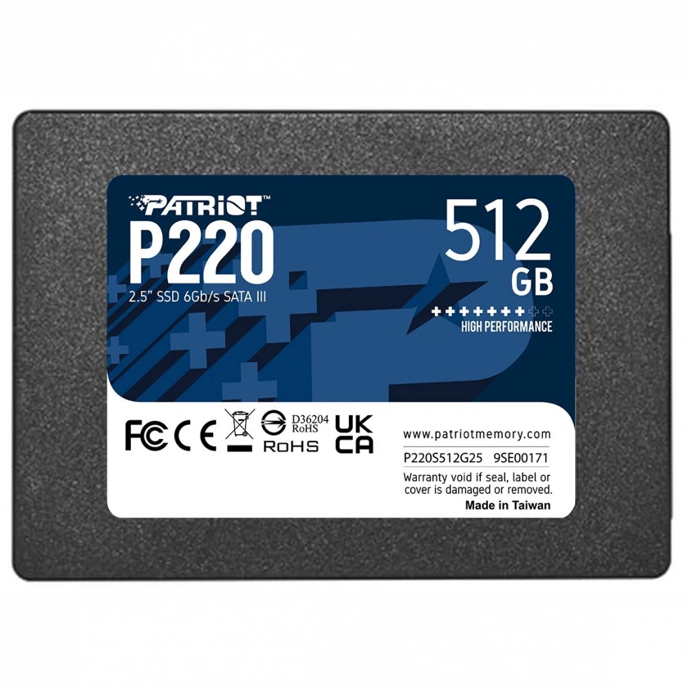 SSD Patriot P220, 512GB, SATA III, 550/500 Мб/с — 2