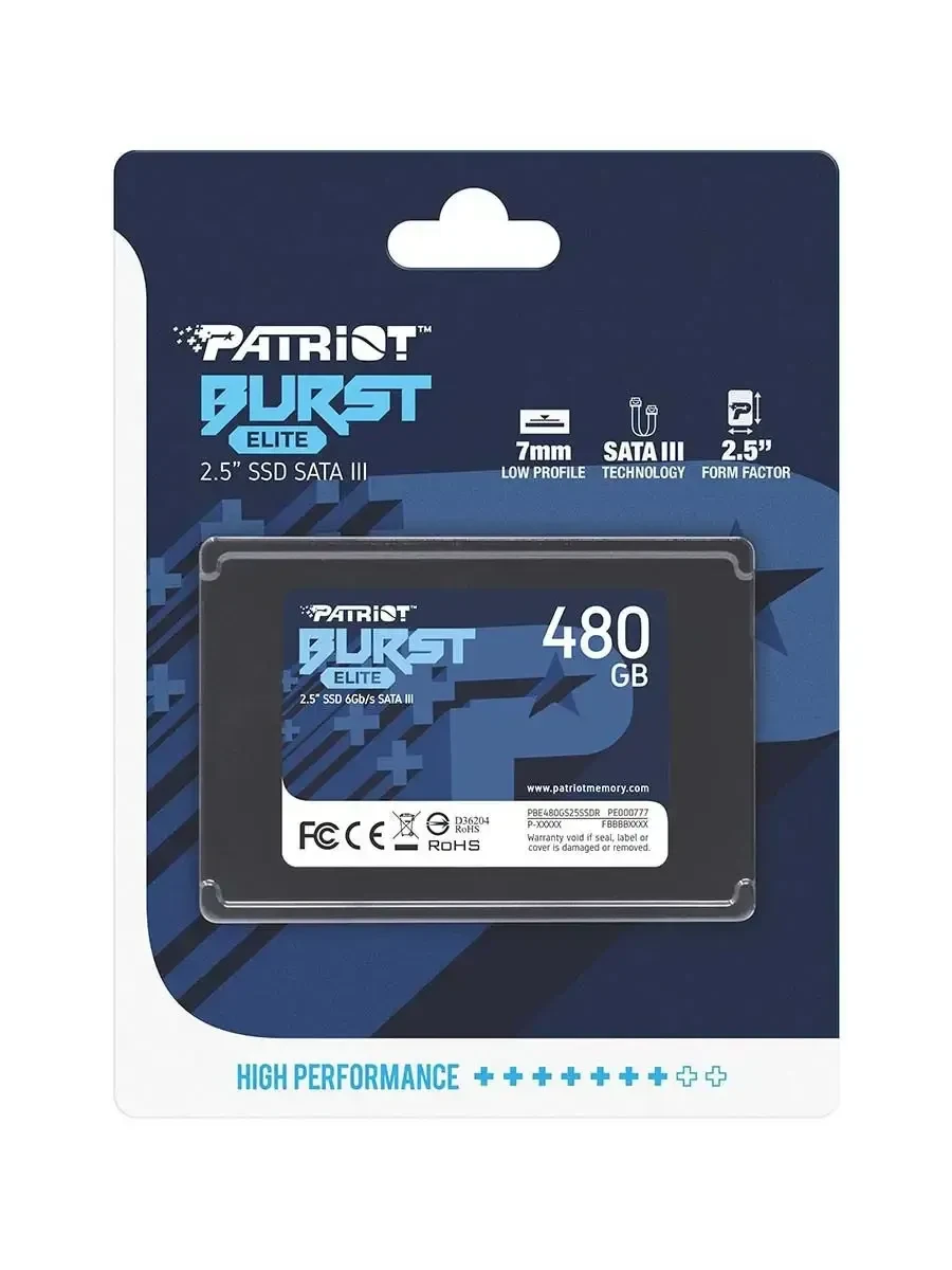 SSD накопитель SSD Patriot Burst Elite, 480GB, SATA III 2.5", QLC