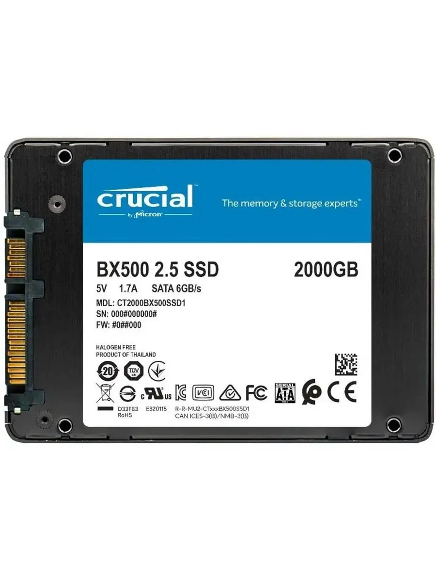 SSD накопитель SSD Crucial BX500 2000GB, 2.5" SATA3, 540/500 MB/s — 4