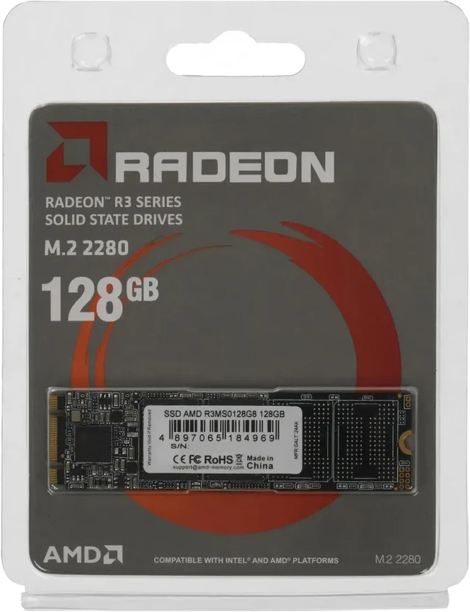 SSD накопитель SSD AMD RADEON R3 128GB, M.2 SATA 2280, 520/450 MB/s — 3