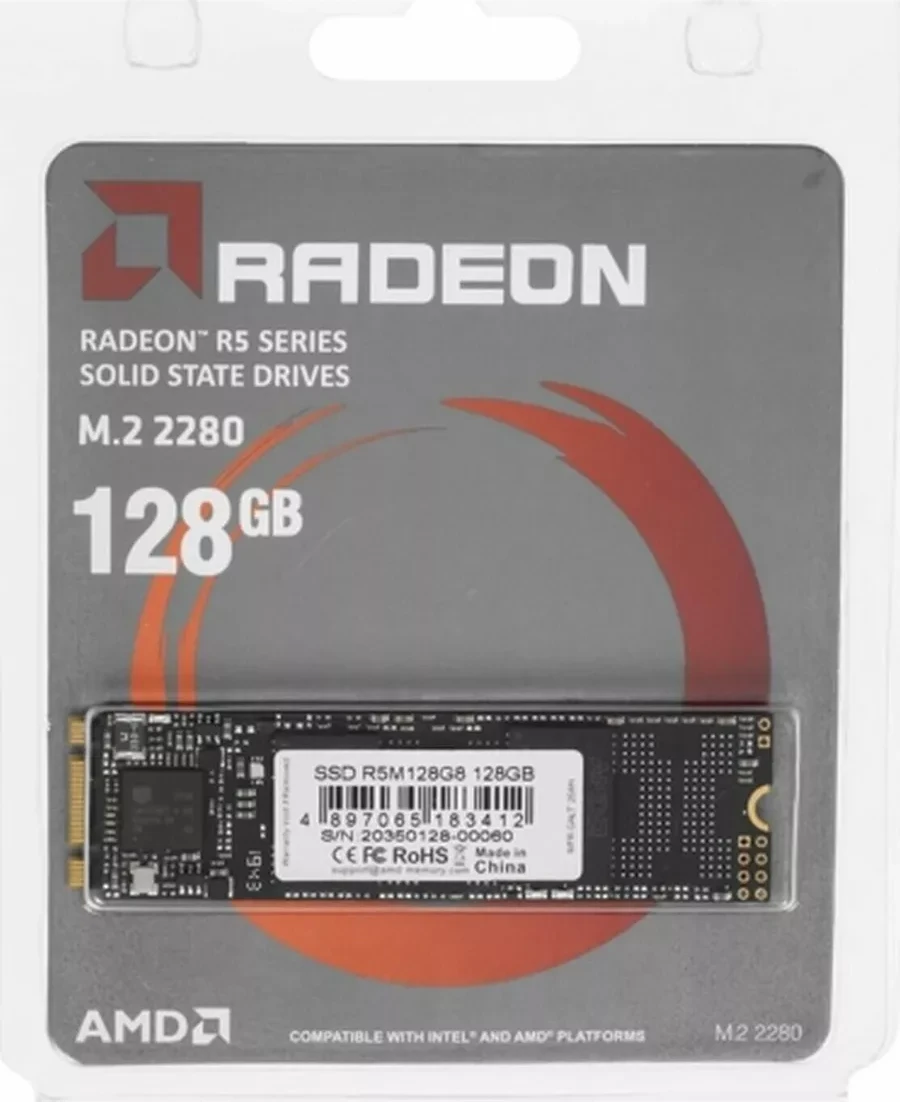 SSD накопитель SSD AMD RADEON R5 128GB, M.2 SATA 2280, 542/453 MB/s