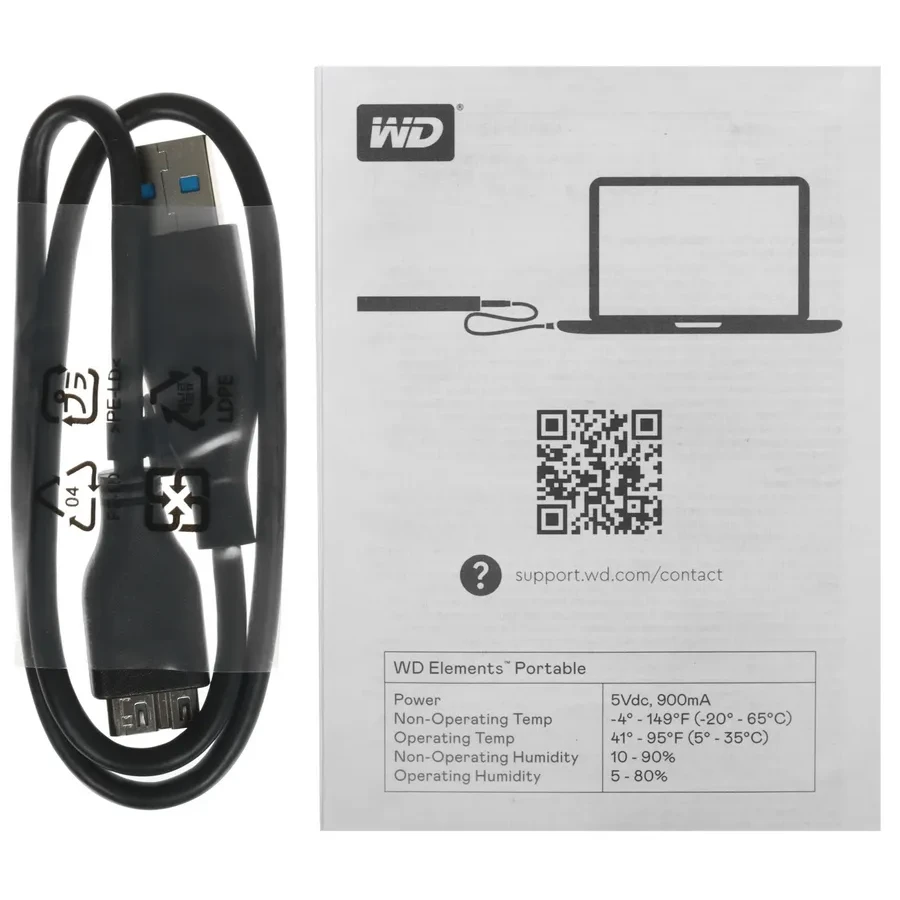 Внешний жёсткий диск WD Elements Portable, 6 ТБ, 2.5", USB 3.2 Gen 1, чёрный — 4