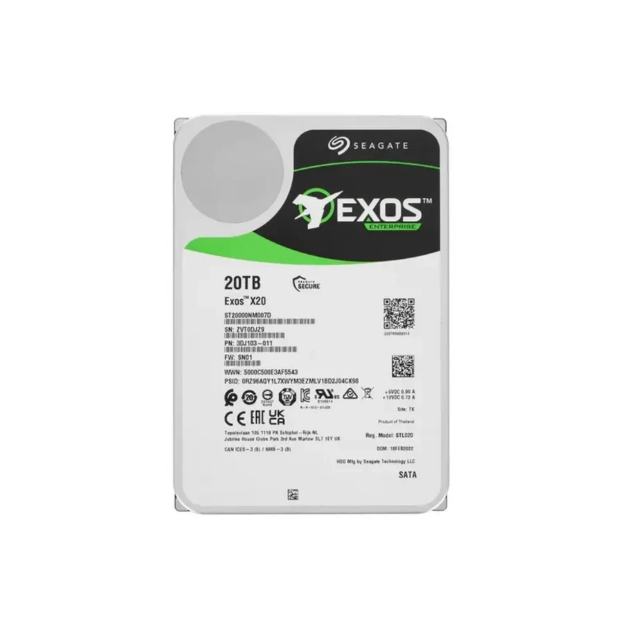 SSD накопитель HDD Seagate Exos X20, 20TB, SATA3, 3.5", 7200rpm